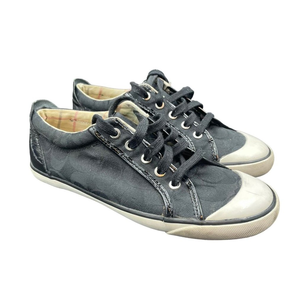 Coach Barrett Signature Jacquard Sneakers Women’s 8.5 B Black Lace Up Shoes